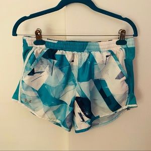 Under Armour Teal Patterned Athletic Shorts